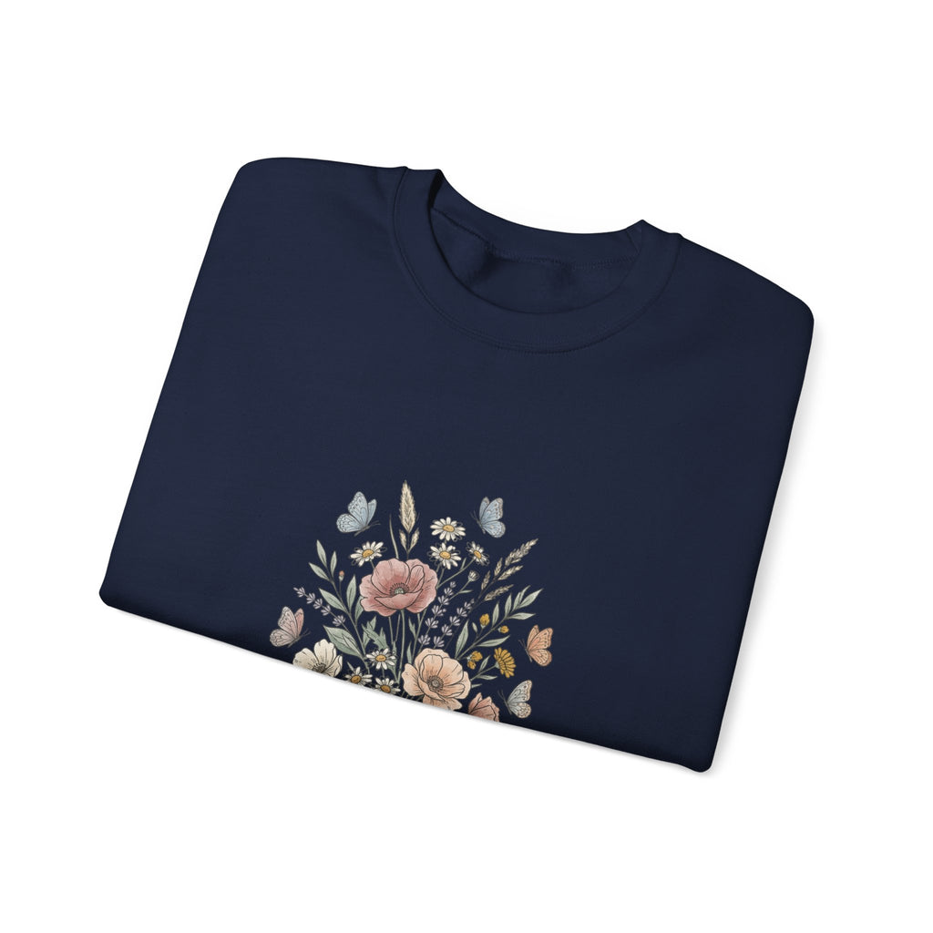 Floral Bouquet Crewneck Sweatshirt — Vintage Wildflower Design