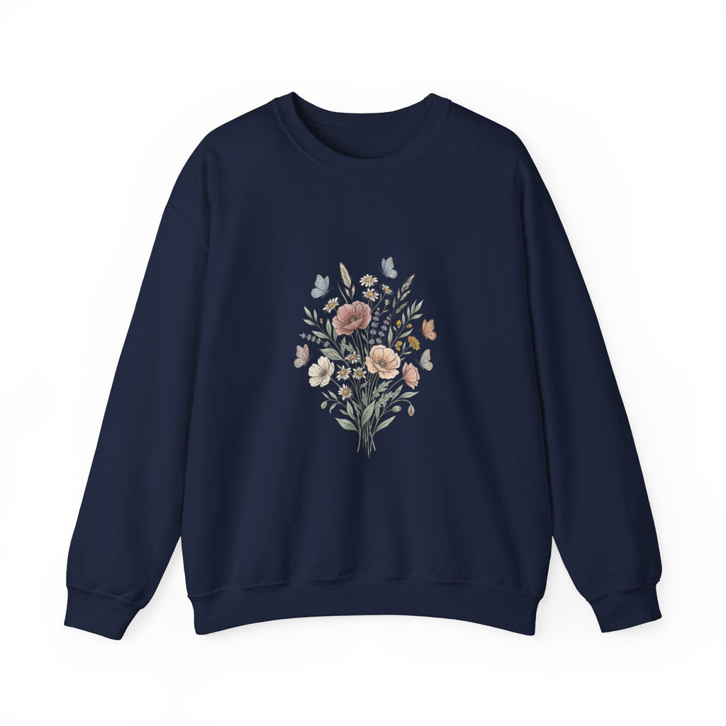 Floral Bouquet Crewneck Sweatshirt — Vintage Wildflower Design