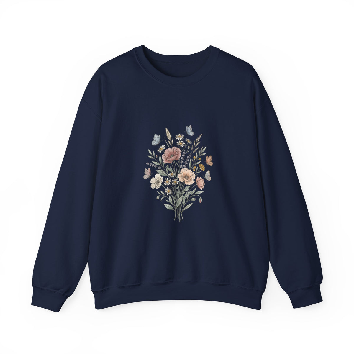 Floral Bouquet Crewneck Sweatshirt — Vintage Wildflower Design