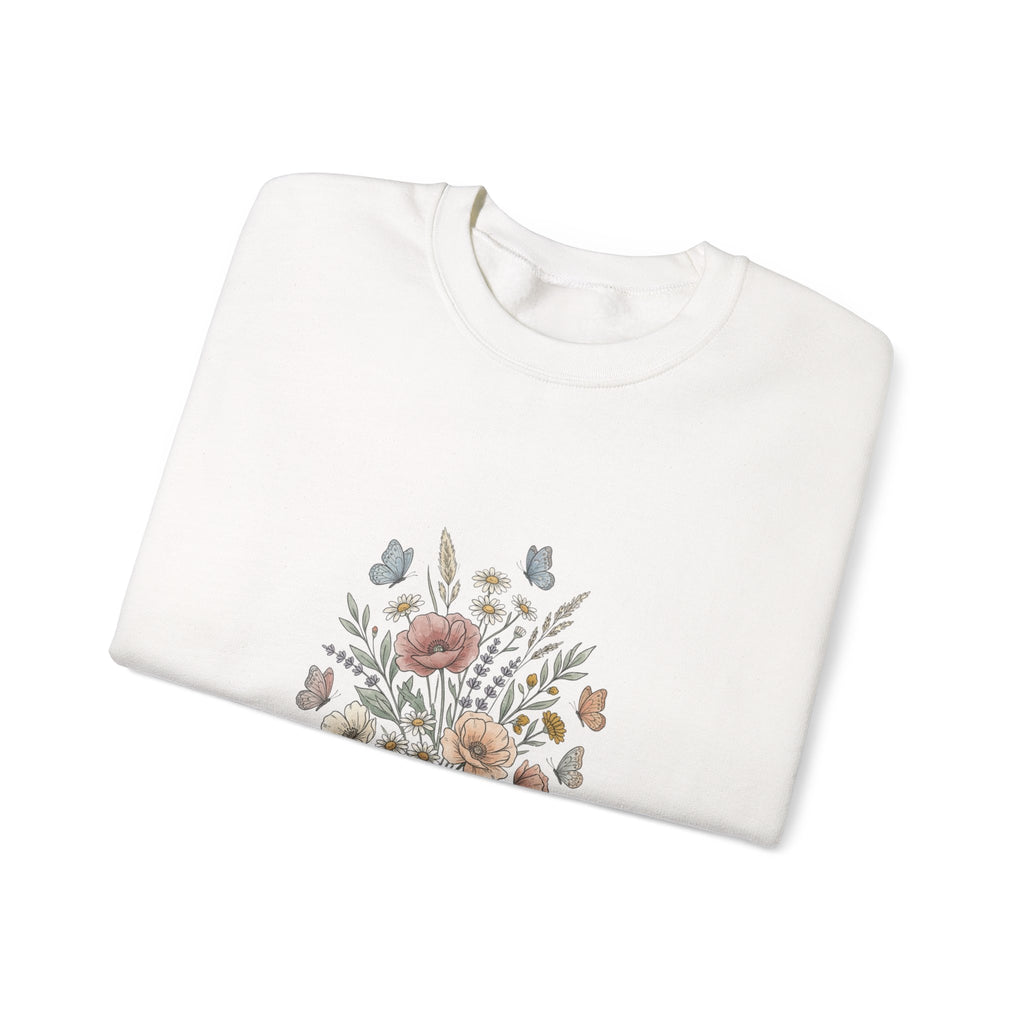 Floral Bouquet Crewneck Sweatshirt — Vintage Wildflower Design
