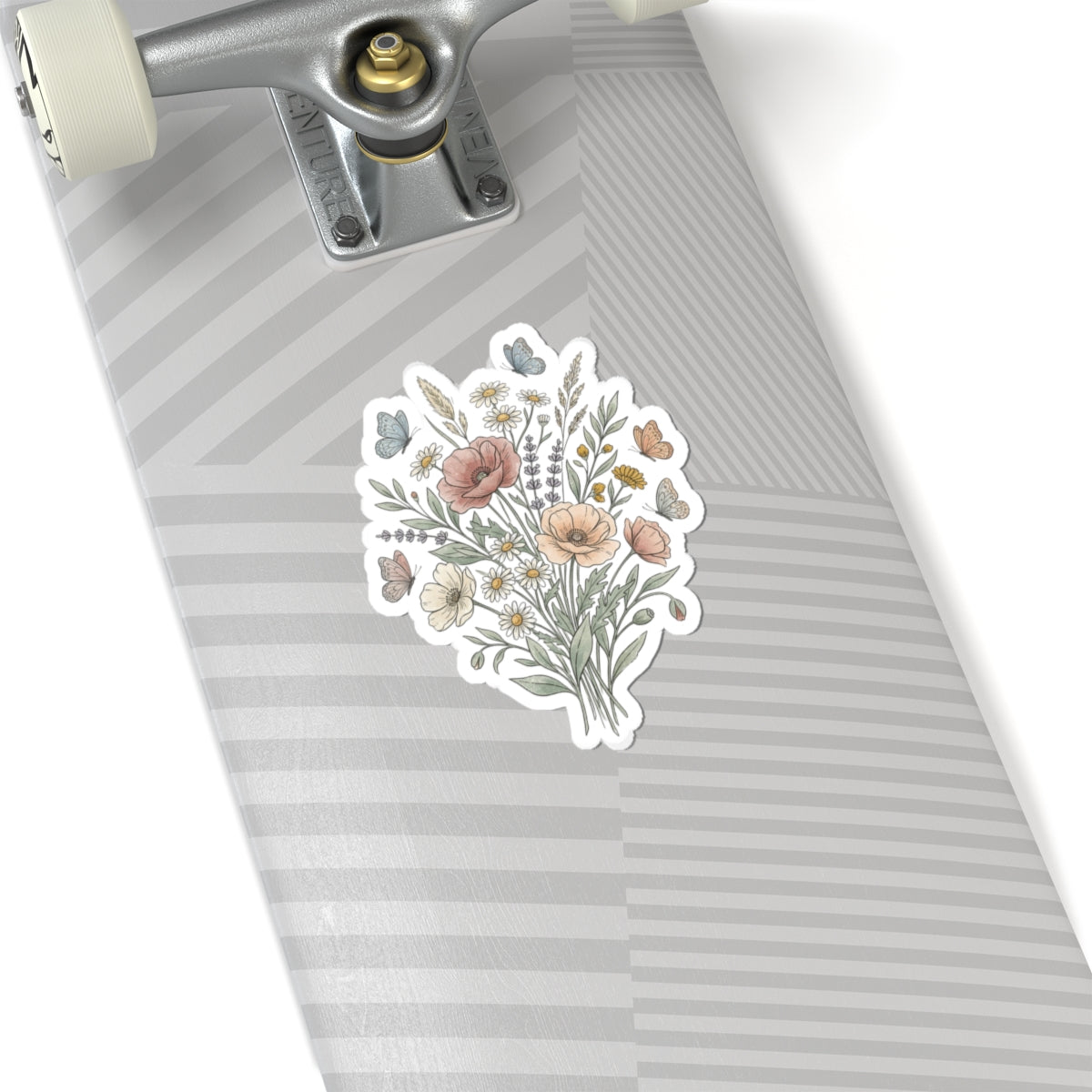 Floral Bouquet Kiss-Cut Sticker — Vintage Wildflowers & Butterflies