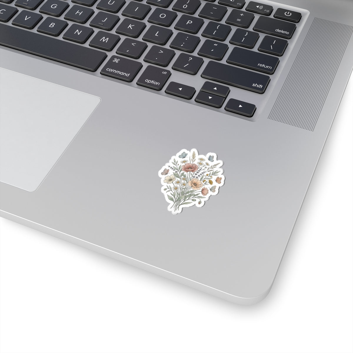 Floral Bouquet Kiss-Cut Sticker — Vintage Wildflowers & Butterflies