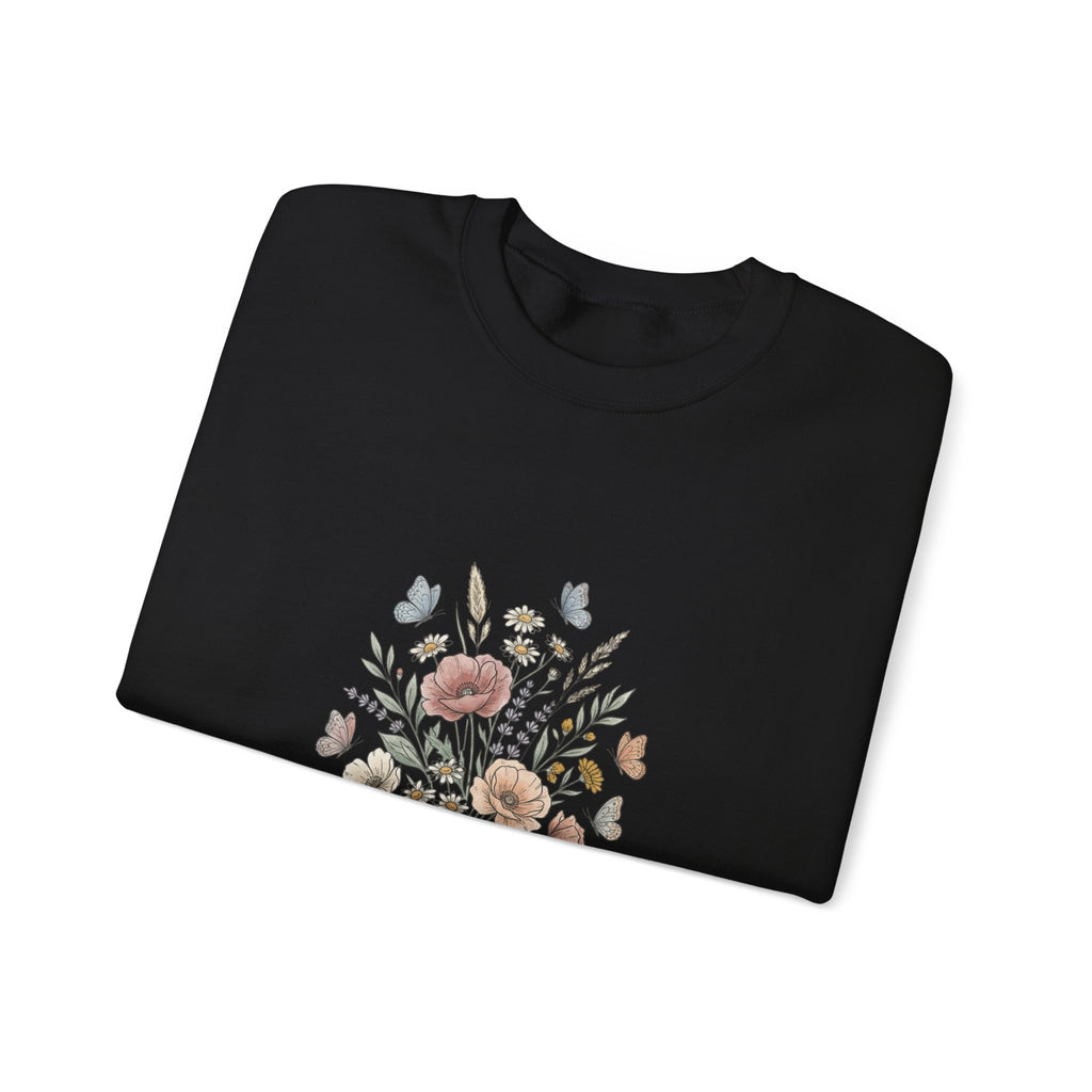 Floral Bouquet Crewneck Sweatshirt — Vintage Wildflower Design