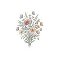 Floral Bouquet Kiss-Cut Sticker — Vintage Wildflowers & Butterflies