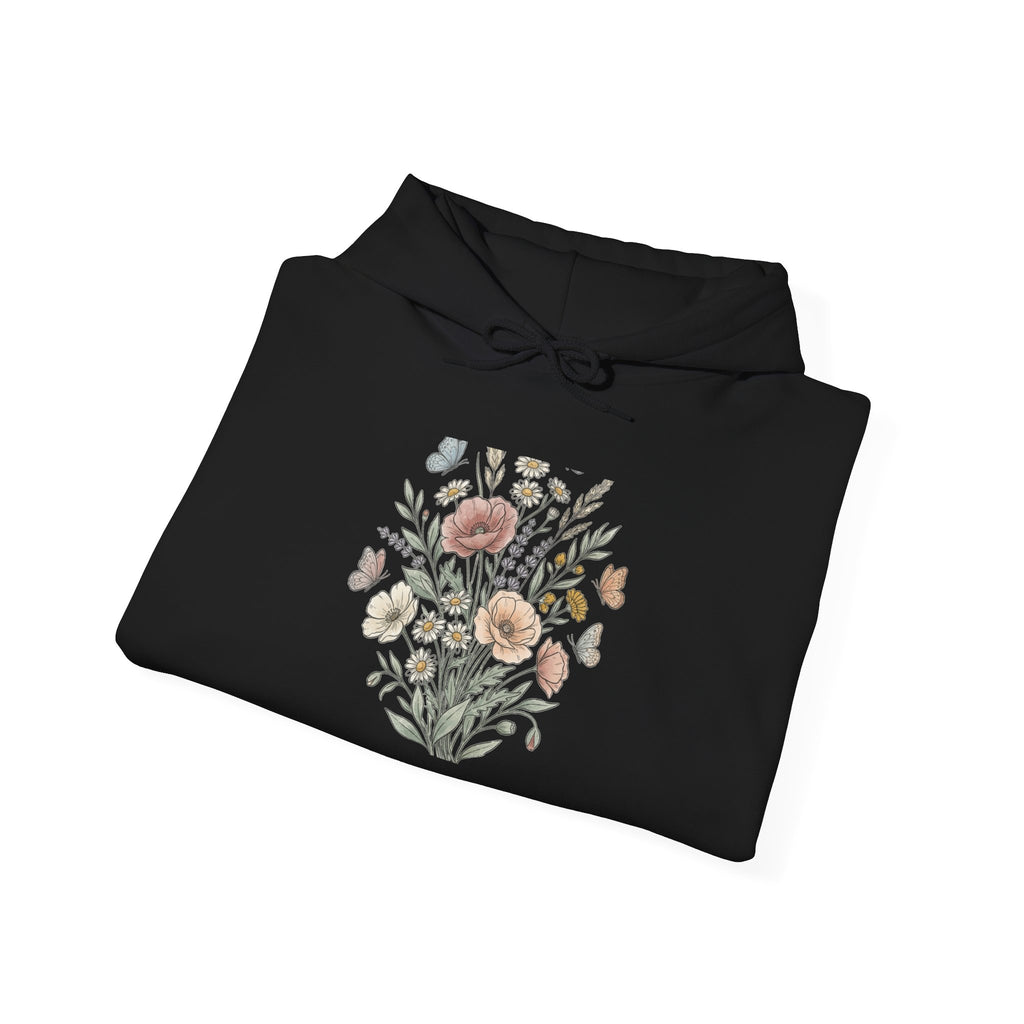 Floral Bouquet Hoodie — Vintage Wildflower Graphic Sweatshirt